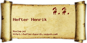 Hefter Henrik névjegykártya